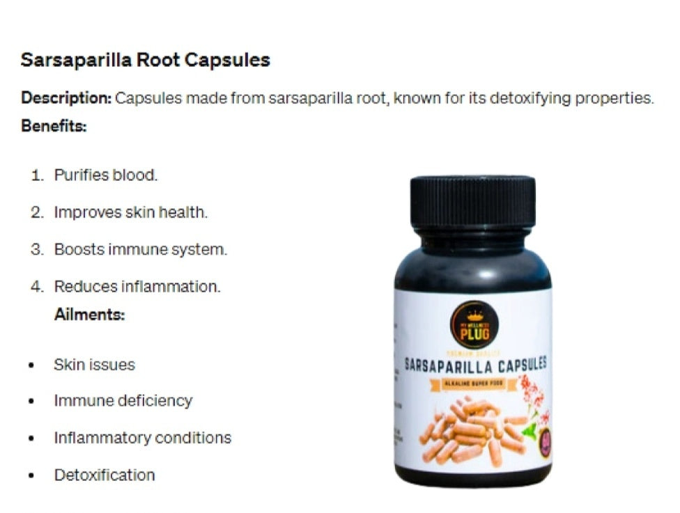 Sarsaparilla Root Capsules (60) 500mg